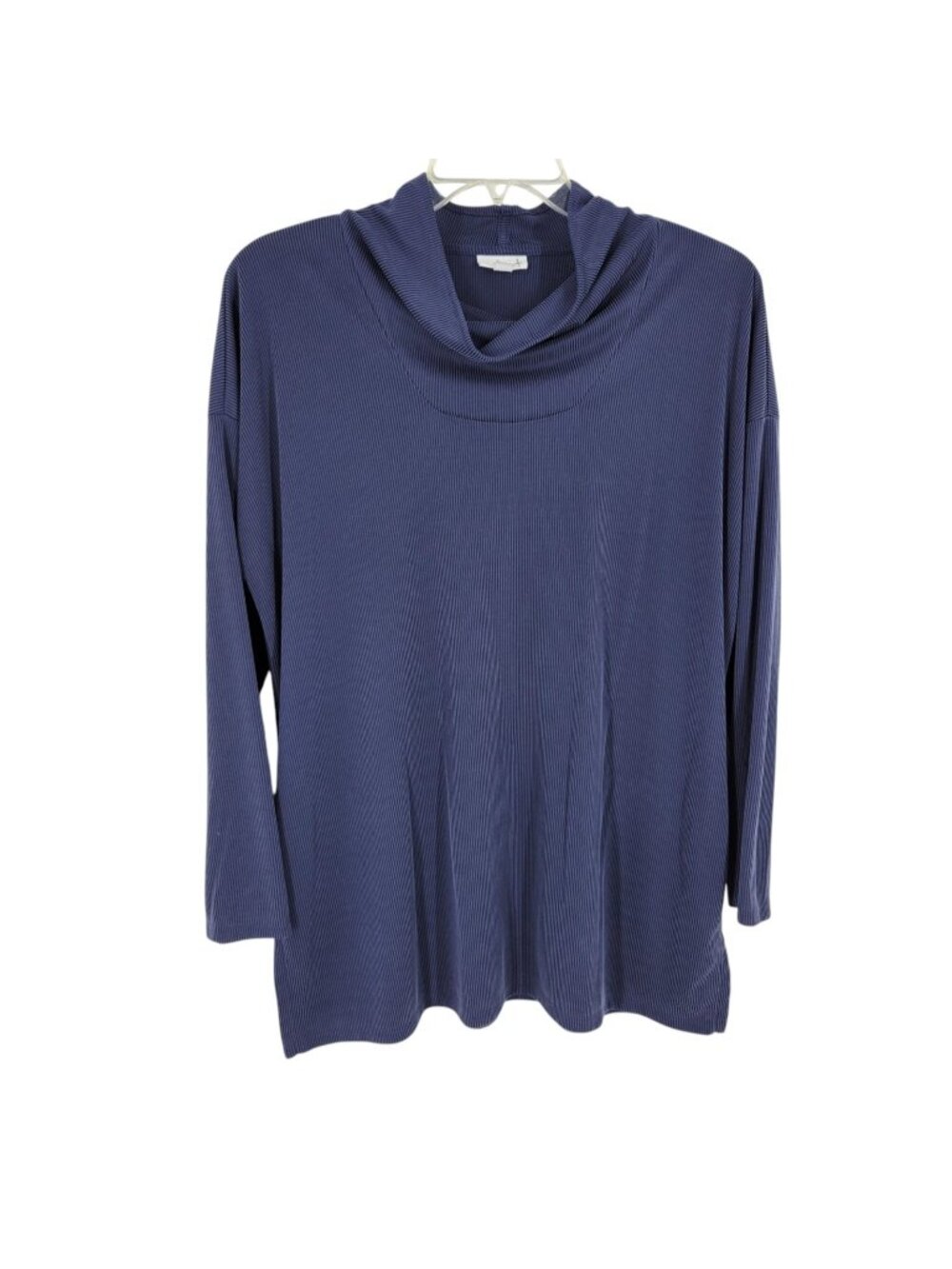 Pure Jill L Tencel Modal Ribbed Cowl Neck Tunic Lagenlook Minimalist Relaxed